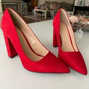 Red Block Heels